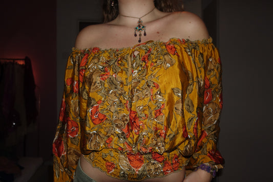 Off-Shoulder 100% Silk Top