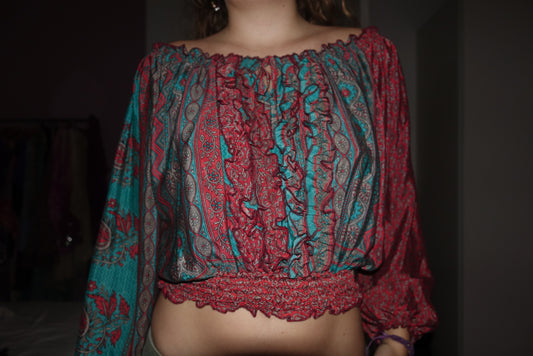 Off-Shoulder 100% Silk Top