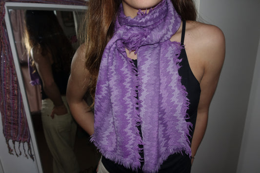 Purple ZigZag Merino Wool Scarf
