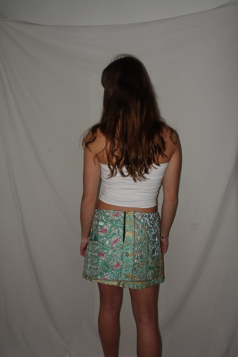Vintage Sari Beaded Patchwork Bohemian Skirt 50