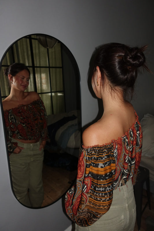 Off-Shoulder 100% Silk Top