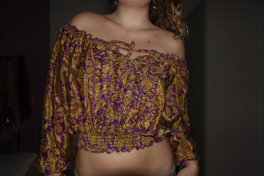 Off-Shoulder 100% Silk Top