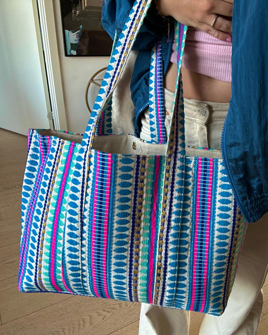 Shopper Bag - Blue Multi Colour